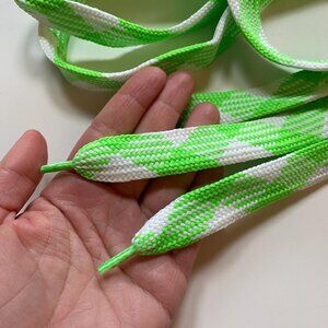 Jumbo Shoelaces Wide Fat Laces Dual Color Neon Green 1980s